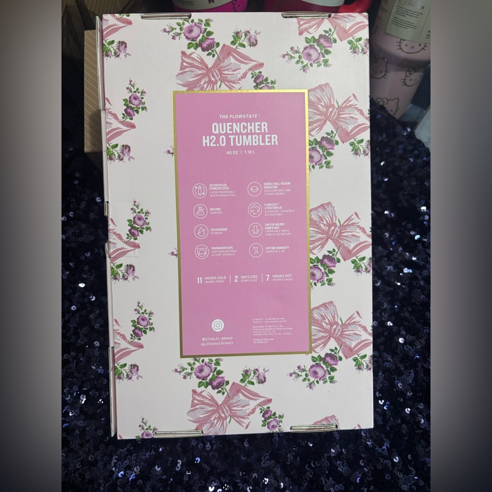 🎁Stanley Quencher H2.0 Tumbler with Pink and Purple Floral Design🎁 - Picture 6 of 8